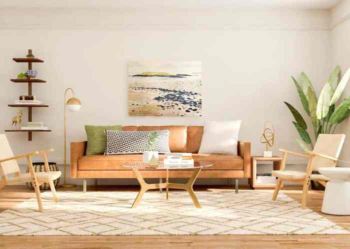 Modern living room mid century design furniture stylish tips leather