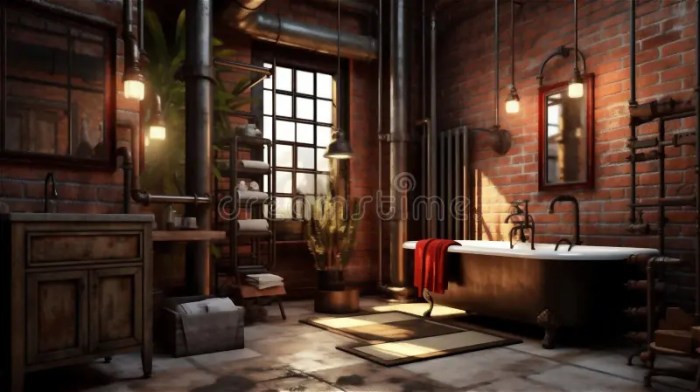 Dekorasi kamar mandi industrial dengan sentuhan rustic