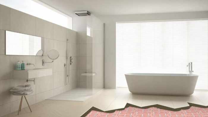 Bathroom heating underfloor warmup range electric